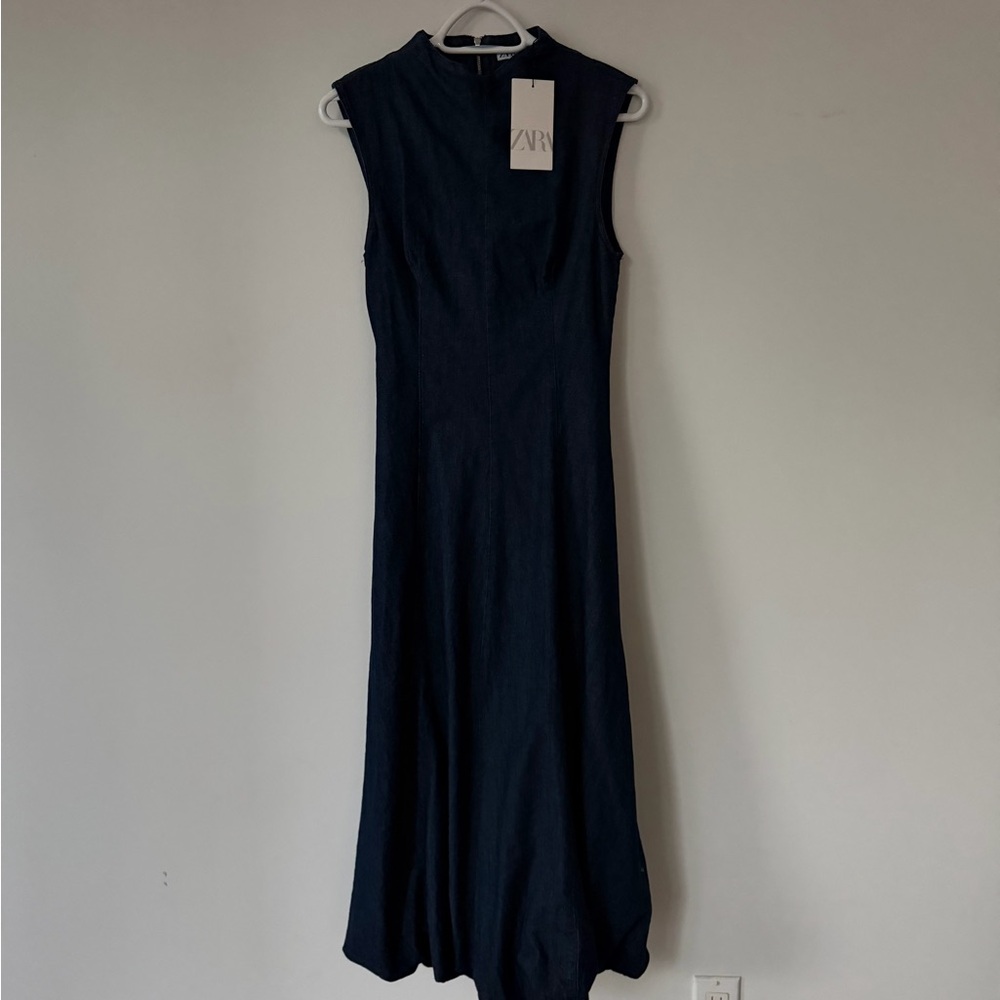 Zara Navy Sleeveless Maxi Dress